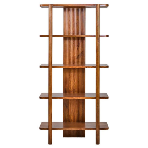 Boho Rustic Solid Mango Wood Large 5 Tier Open Display Shelving Unit Bookcase 180cm