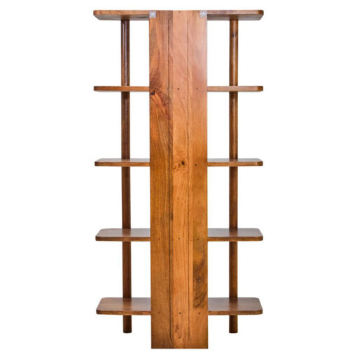 Boho Rustic Solid Mango Wood Large 5 Tier Open Display Shelving Unit Bookcase 180cm