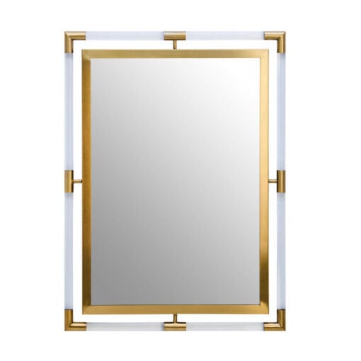 Gold Metal And Transparent Plastic Large Rectangular Wall Mirror 102cm