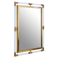 Gold Metal And Transparent Plastic Large Rectangular Wall Mirror 102cm