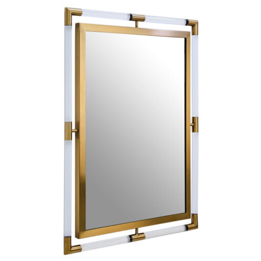 Gold Metal And Transparent Plastic Large Rectangular Wall Mirror 102cm