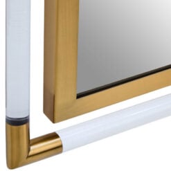 Gold Metal And Transparent Plastic Large Rectangular Wall Mirror 102cm