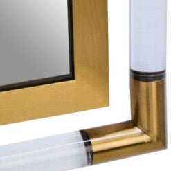 Gold Metal And Transparent Plastic Large Rectangular Wall Mirror 102cm