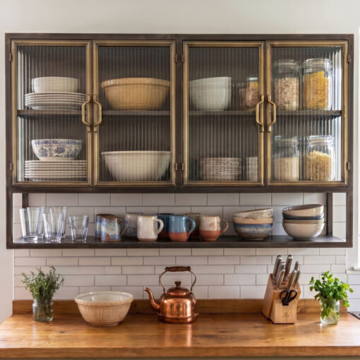 Industrial Black And Antique Gold Metal And Ribbed Glass Kitchen Storage Wall Cabinet 120cm Industrial Black And Antique Gold Metal And Ribbed Glass Kitchen Storage Wall Cabinet 120cm