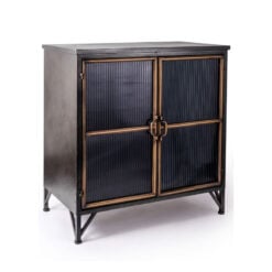 Industrial Black And Antique Gold Metal Ribbed Glass 2 Door Sideboard Cabinet 80cm Industrial Black And Antique Gold Metal Ribbed Glass 2 Door Sideboard Cabinet 80cm