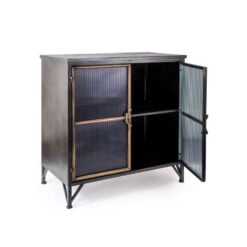 Industrial Black And Antique Gold Metal Ribbed Glass 2 Door Sideboard Cabinet 80cm Industrial Black And Antique Gold Metal Ribbed Glass 2 Door Sideboard Cabinet 80cm