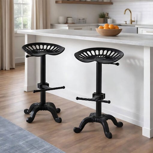 Industrial Black Metal Height Adjustable Tractor Seat Bar Stool