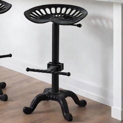 Industrial Black Metal Height Adjustable Tractor Seat Bar Stool