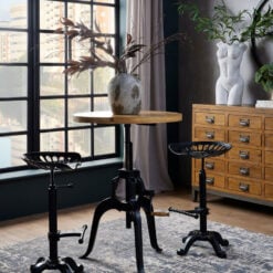 Industrial Black Metal Height Adjustable Tractor Seat Bar Stool