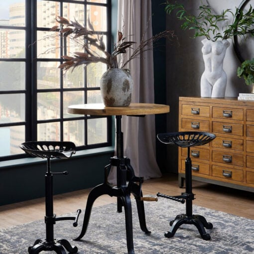 Industrial Black Metal Height Adjustable Tractor Seat Bar Stool