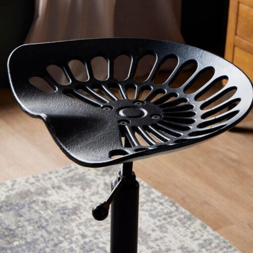 Industrial Black Metal Height Adjustable Tractor Seat Bar Stool