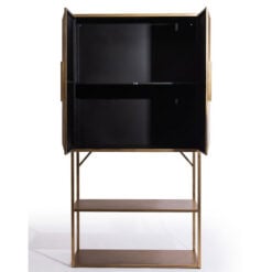 Industrial Gold Metal Tall Cocktail Drinks Cabinet With Shelves 179cm