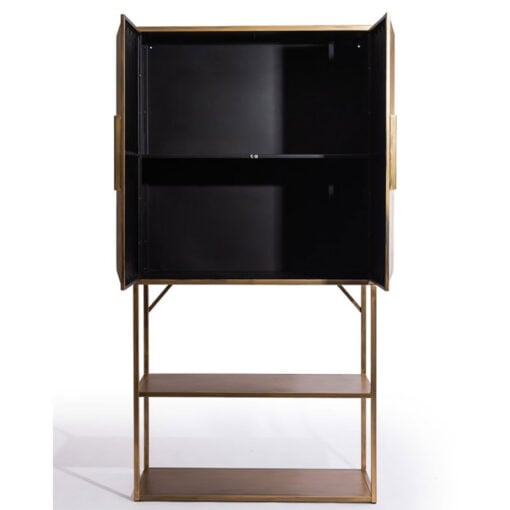 Industrial Gold Metal Tall Cocktail Drinks Cabinet With Shelves 179cm Industrial Gold Metal Tall Cocktail Drinks Cabinet With Shelves 179cm