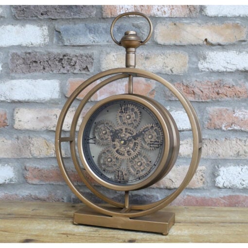 Industrial Pocket Watch Style Gold Metal Moving Gear Mantle Clock Table Clock 45cm Industrial Pocket Watch Style Gold Metal Moving Gear Mantle Clock Table Clock 45cm