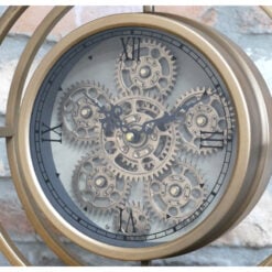 Industrial Pocket Watch Style Gold Metal Moving Gear Mantle Clock Table Clock 45cm