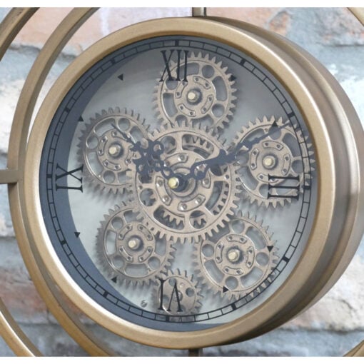 Industrial Pocket Watch Style Gold Metal Moving Gear Mantle Clock Table Clock 45cm Industrial Pocket Watch Style Gold Metal Moving Gear Mantle Clock Table Clock 45cm