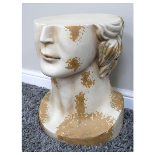 Large Boho White Distressed Stone MGO David Head Bust Side Table 47cm