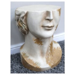 Large Boho White Distressed Stone MGO David Head Bust Side Table 47cm