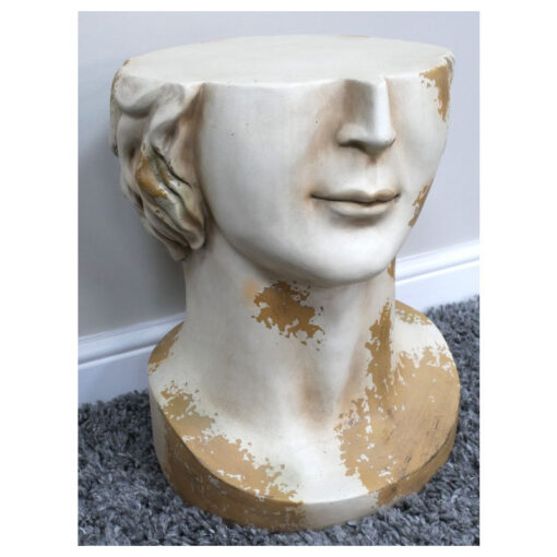 Large Boho White Distressed Stone MGO David Head Bust Side Table 47cm