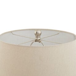 Large Ivory Cream Woven Ceramic Table Lamp With Cream Linen Shade 70cm