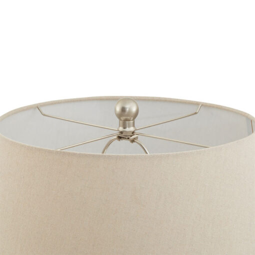 Large Ivory Cream Woven Ceramic Table Lamp With Cream Linen Shade 70cm