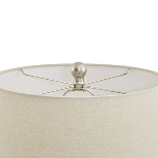 Lattice Style Cream White Ceramic Table Lamp With 15" Cream Linen Shade 58cm