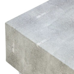 Light Grey Shagreen PU Faux Leather And Silver Chrome Metal 2 Drawer Console Table