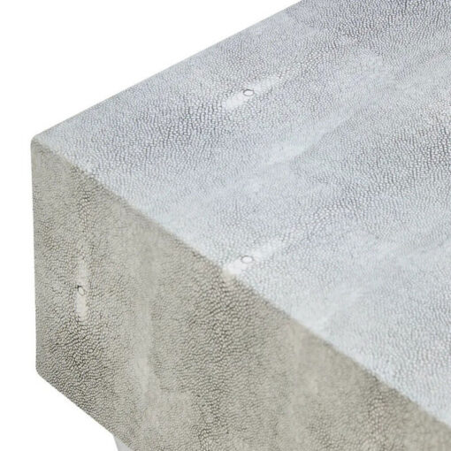 Light Grey Shagreen PU Faux Leather And Silver Chrome Metal 2 Drawer Console Table