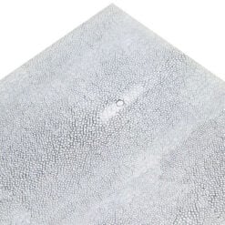 Light Grey Shagreen PU Faux Leather And Silver Chrome Metal Set Of 3 Nesting Side Tables