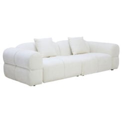 Low Profile Large 3 Seater Cloud Sofa In Textured Cream White Fabric