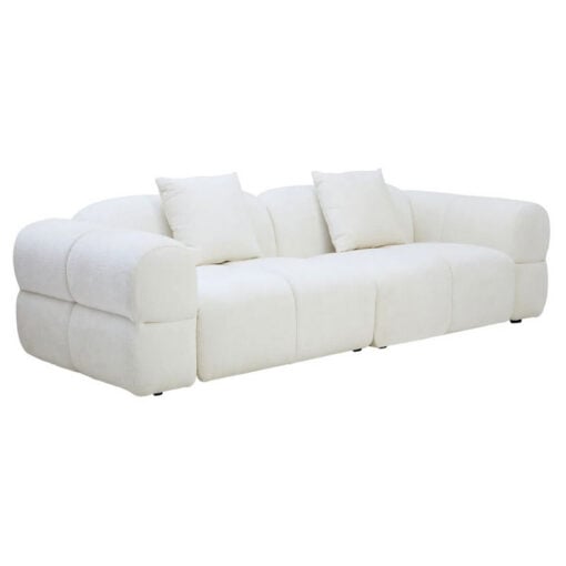 Low Profile Large 3 Seater Cloud Sofa In Textured Cream White Fabric Low Profile Large 3 Seater Cloud Sofa In Textured Cream White Fabric