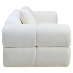 Low Profile Large 3 Seater Cloud Sofa In Textured Cream White Fabric
