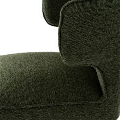 Moss Green Textured Fabric And Black Wood Wing Back Fixed Height Bar Stool