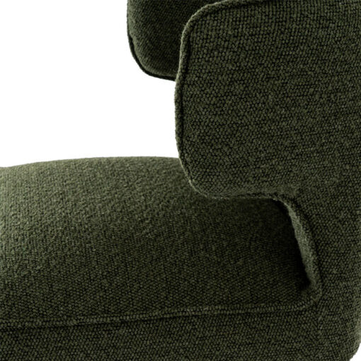 Moss Green Textured Fabric And Black Wood Wing Back Fixed Height Bar Stool