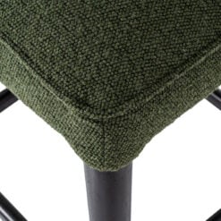 Moss Green Textured Fabric And Black Wood Wing Back Fixed Height Bar Stool