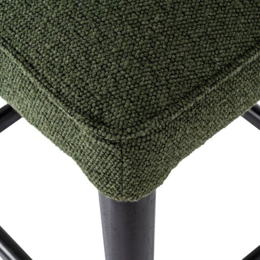 Moss Green Textured Fabric And Black Wood Wing Back Fixed Height Bar Stool