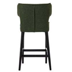 Moss Green Textured Fabric And Black Wood Wing Back Fixed Height Bar Stool