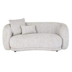 Natural White Upholstered Textured Fabric Curved 2 Seater Sofa With Cushions 197cm