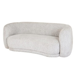 Natural White Upholstered Textured Fabric Curved 2 Seater Sofa With Cushions 197cm