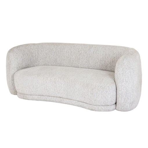 Natural White Upholstered Textured Fabric Curved 2 Seater Sofa With Cushions 197cm