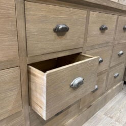 Rustic Country Farmhouse 12 Drawer Solid Light Wood Large Apothecary Chest Of Drawer Sideboard 170cm