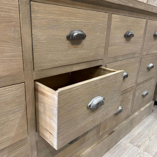 Rustic Country Farmhouse 12 Drawer Solid Light Wood Large Apothecary Chest Of Drawer Sideboard 170cm Rustic Country Farmhouse 12 Drawer Solid Light Wood Large Apothecary Chest Of Drawer Sideboard 170cm