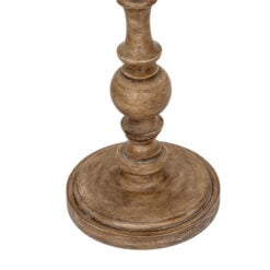 Rustic Country Farmhouse Floor Lamp With Carved Solid Wood Base And Natural Linen Shade 154cm