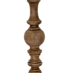Rustic Country Farmhouse Floor Lamp With Carved Solid Wood Base And Natural Linen Shade 154cm