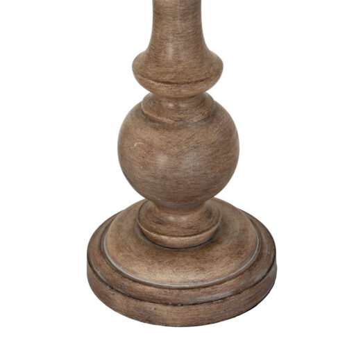 Rustic Country Farmhouse Table Lamp With Carved Solid Wood Base And Natural Linen Shade 70cm