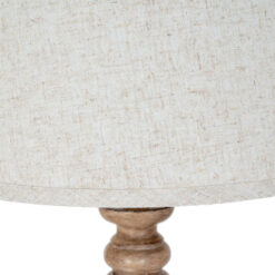 Rustic Country Farmhouse Table Lamp With Carved Solid Wood Base And Natural Linen Shade 70cm