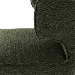 Set Of 2 Moss Green Textured Fabric And Black Wood Wing Back Dining Chairs