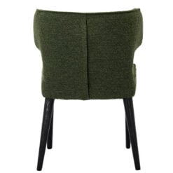 Set Of 2 Moss Green Textured Fabric And Black Wood Wing Back Dining Chairs