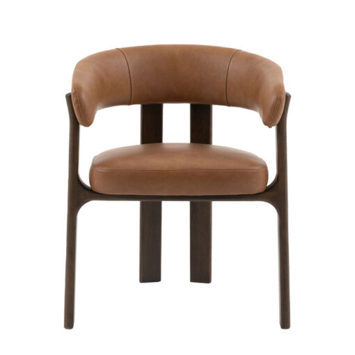 Set Of 2 Tan Brown Genuine Leather And Charcoal Brown Wood Scoop Open Back Dining Chairs Set Of 2 Tan Brown Genuine Leather And Charcoal Brown Wood Scoop Open Back Dining Chairs