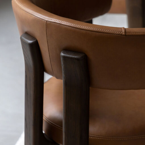 Set Of 2 Tan Brown Genuine Leather And Charcoal Brown Wood Scoop Open Back Dining Chairs Set Of 2 Tan Brown Genuine Leather And Charcoal Brown Wood Scoop Open Back Dining Chairs